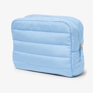Ulta beauty baby blue quilted puffer makeup cosmetic bag new